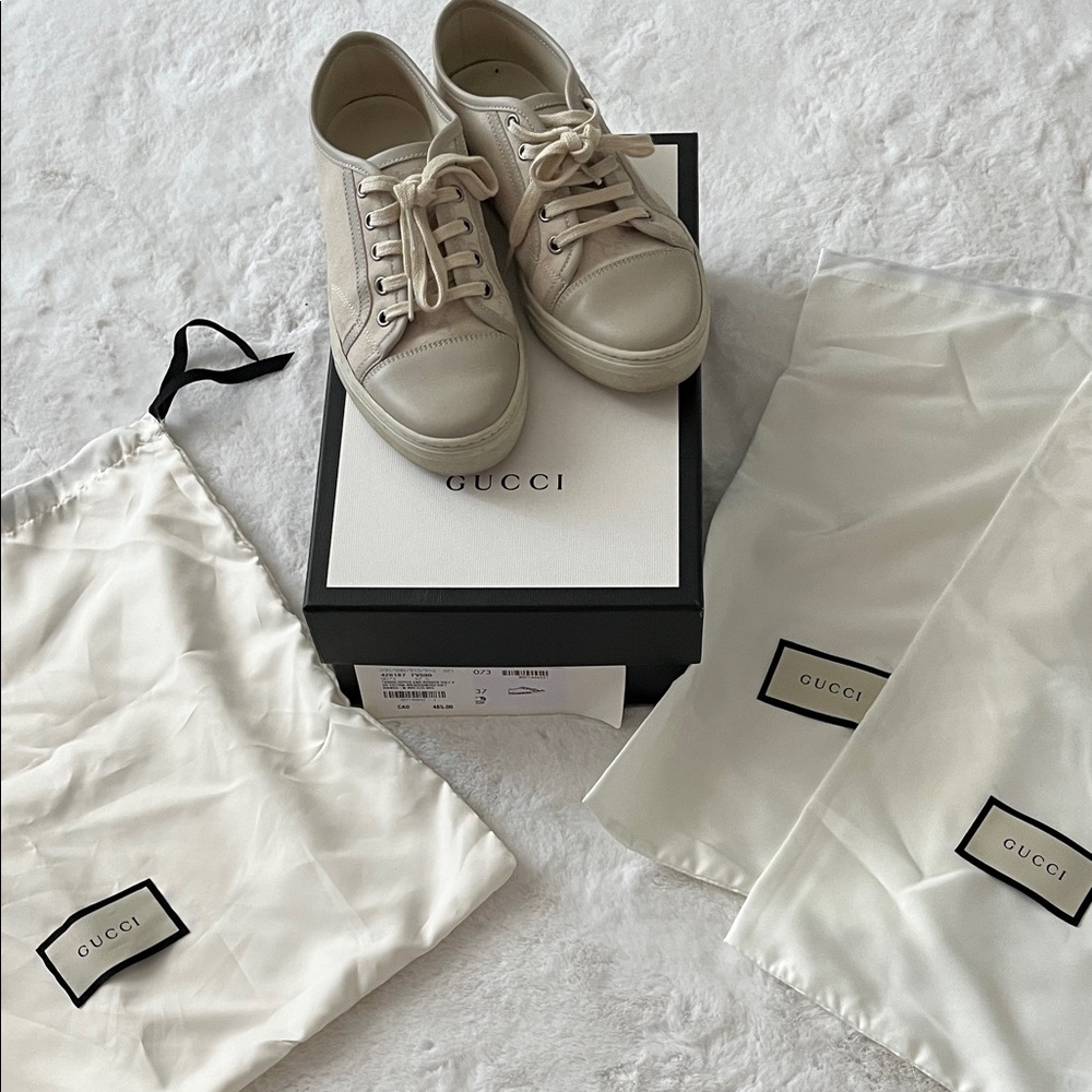 Gucci Off-White Leather Sneakers